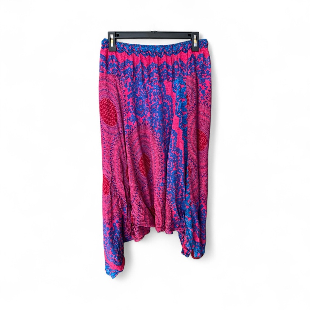 Source Unknown Pink And Blue Patterned Harem Pant… - image 3